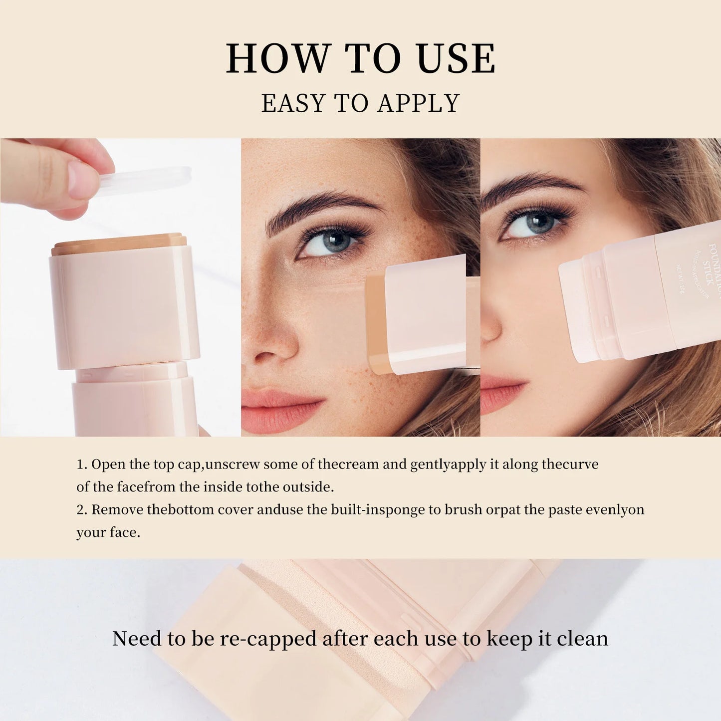 O'cheal Concealer Foundation Stick Facial Matte Bronzer Contouring Coverage Moisturizing Makeup Face Cream Portable With Sponge