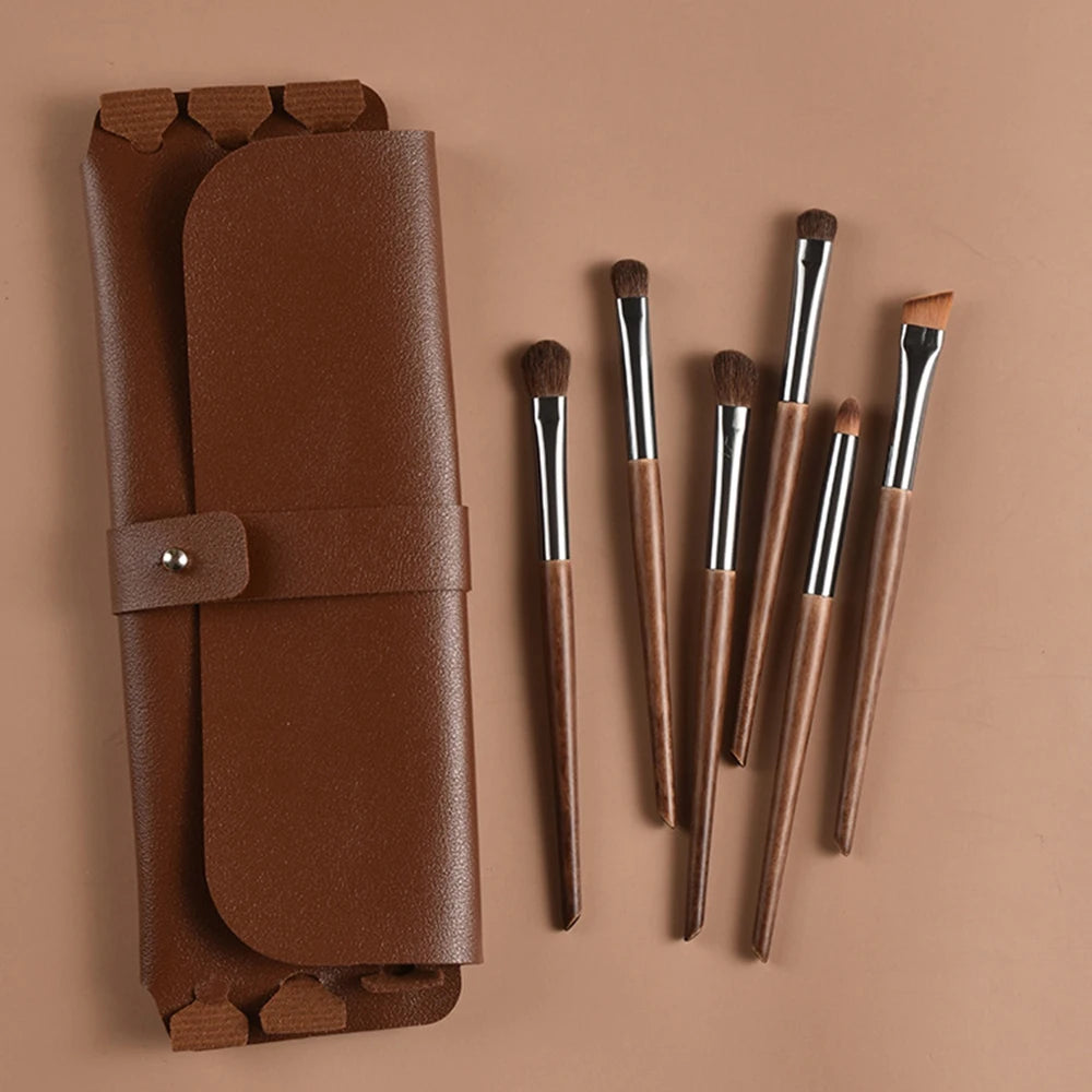 6pcs Soft Horse Hair Eye Makeup Brush Set - Complete Eyeshadow/Blending/Brow/Lip brush Tools