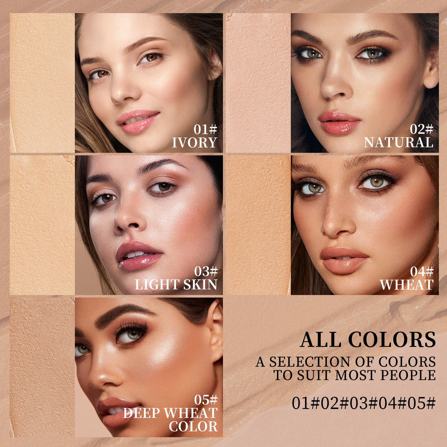 O'cheal Concealer Foundation Stick Facial Matte Bronzer Contouring Coverage Moisturizing Makeup Face Cream Portable With Sponge