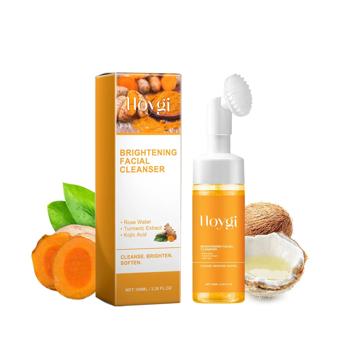 Turmeric Cleanser Anti Acne Oil Control Blackhead Remover Skin Cleansing Brightening Rejuvenation Face Wash Foam Face Cleanser
