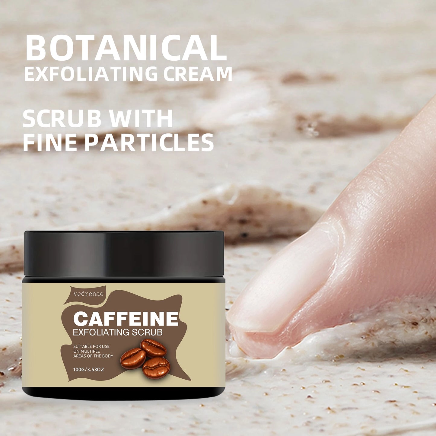 CAFFEINE EXFOLIATING SCRUB - Ice-cream texture, lightweight, non-sticky, non-pore-clogging. Ideal gift for all skin types