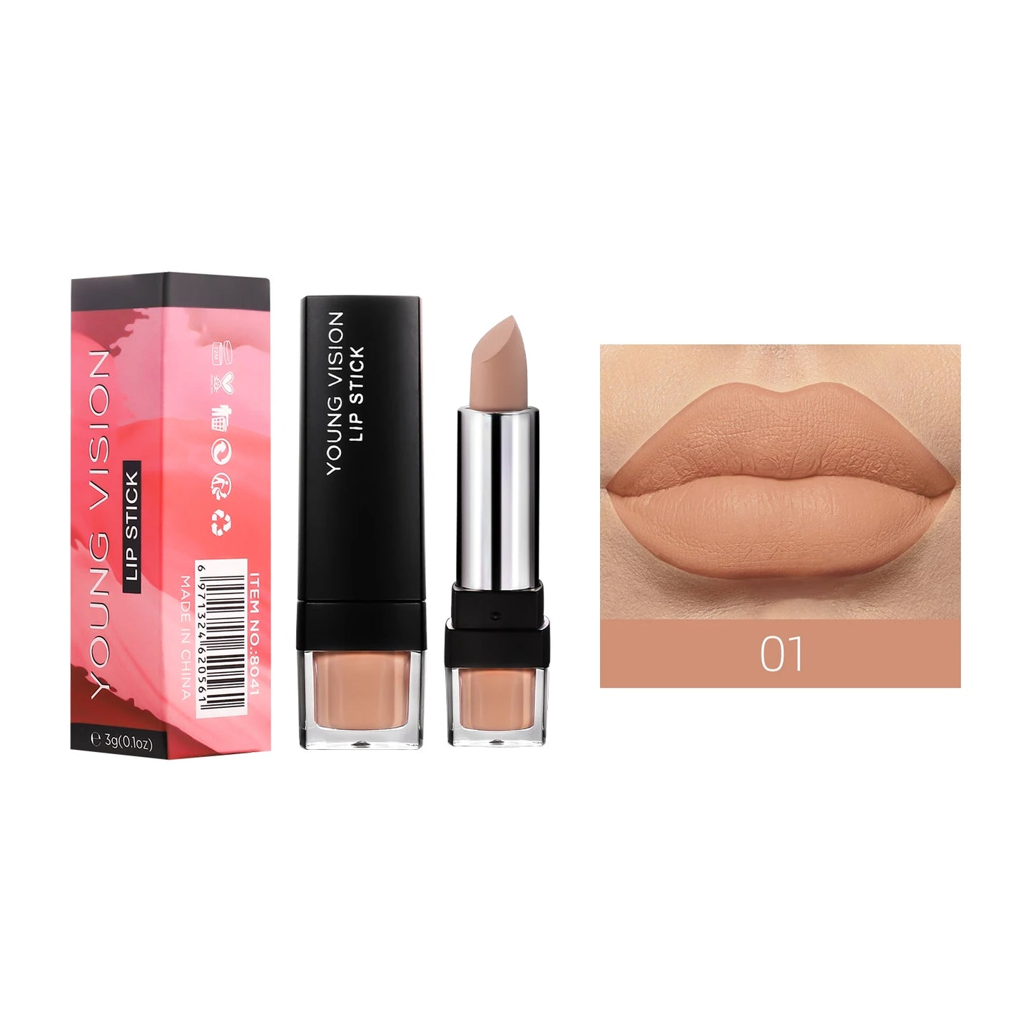 YOUNG VISION 12-Color Velvet Lipstick Long-Lasting Nude Waterproof Matte Non-Transfer Lipstick Women's Cosmetics Makeup