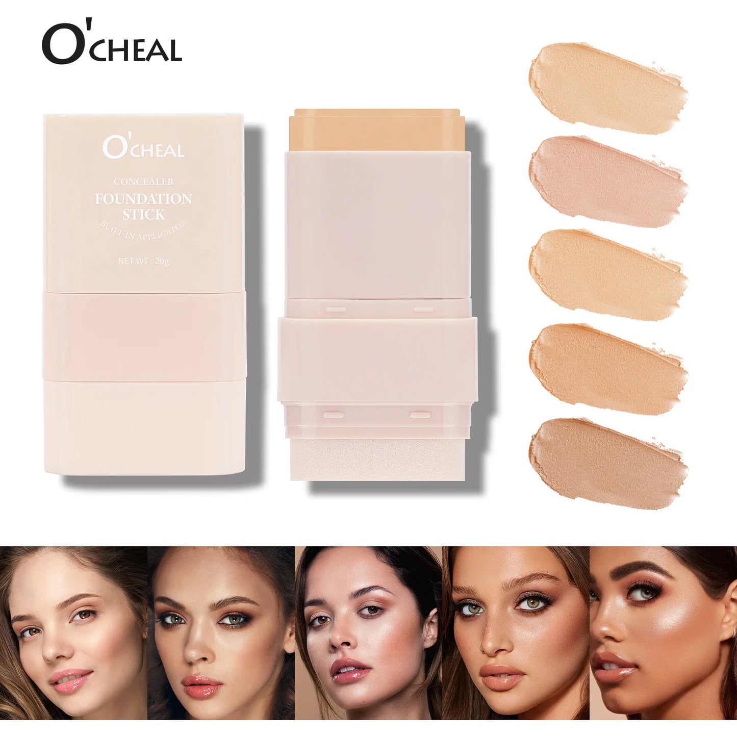 O'cheal Concealer Foundation Stick Facial Matte Bronzer Contouring Coverage Moisturizing Makeup Face Cream Portable With Sponge
