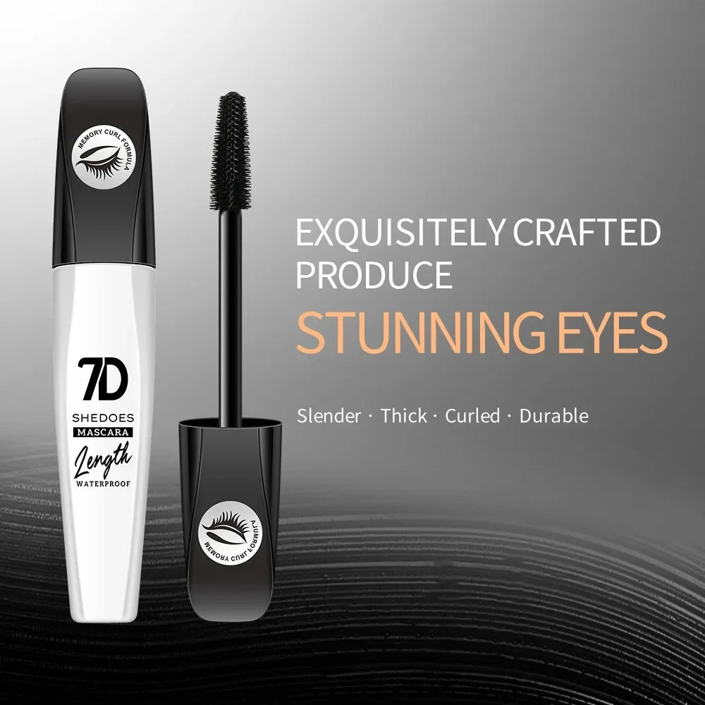 1/2/3PCS 7D Fiber Mascara Ultra Lengthening & Thickening Mascara Brush False Eyelash Effect Waterproof Mascara Black Fiber Masca