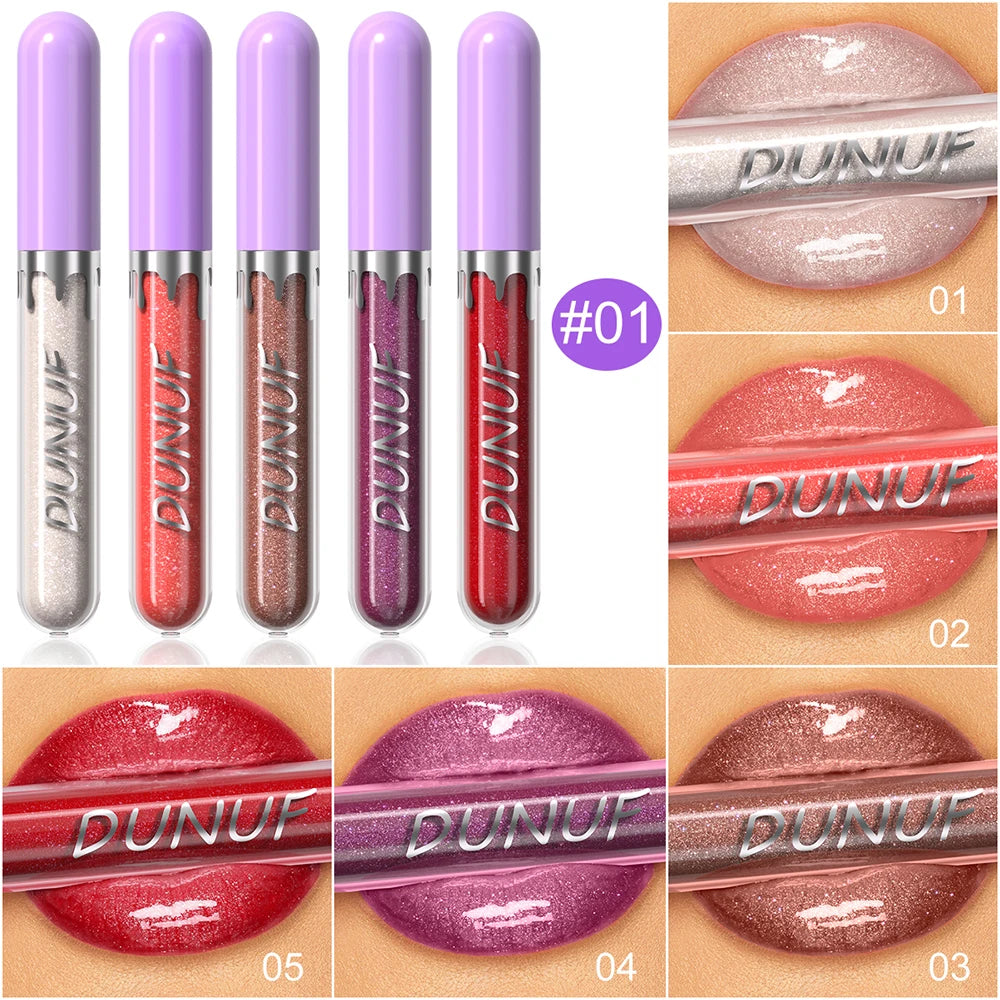 Lip Gloss Lip Oil Set, Glitter Lipstick Shimmer Moisturizing Hydrating Waterproof Non-sticky, Deep Red, Y2K Makeup Christmas