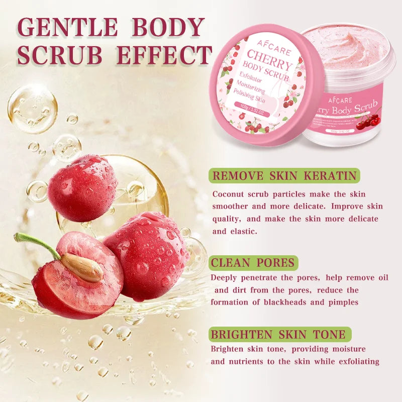 Exfoliator Scrub Cherry Body Cream Deep Cleaning Moisturizing