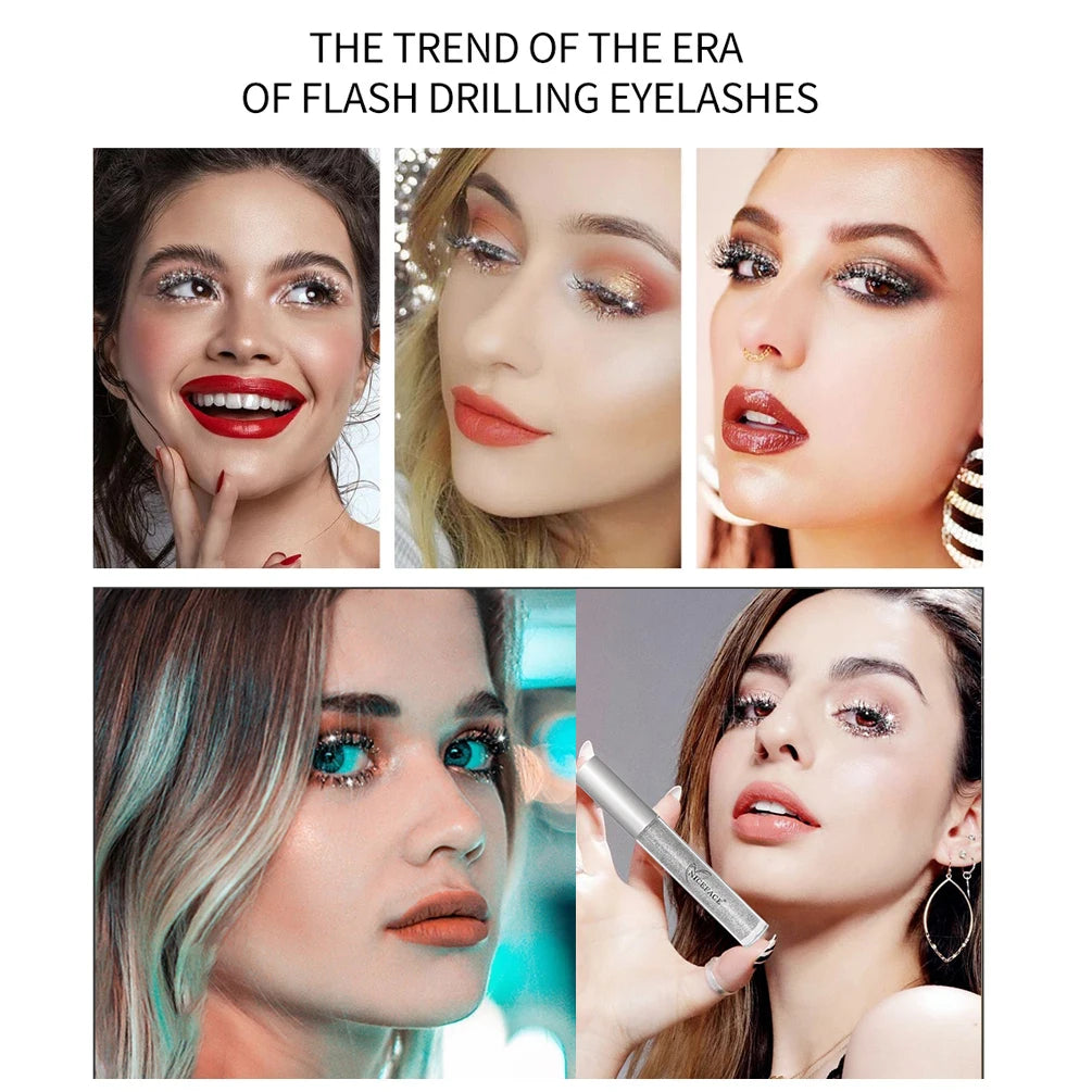 Diamond Glitter Mascara Quick-drying Film Broken Diamond Shiny Mascara Curling Eyelashes Thick Lengthening Mascara For Eyelashes
