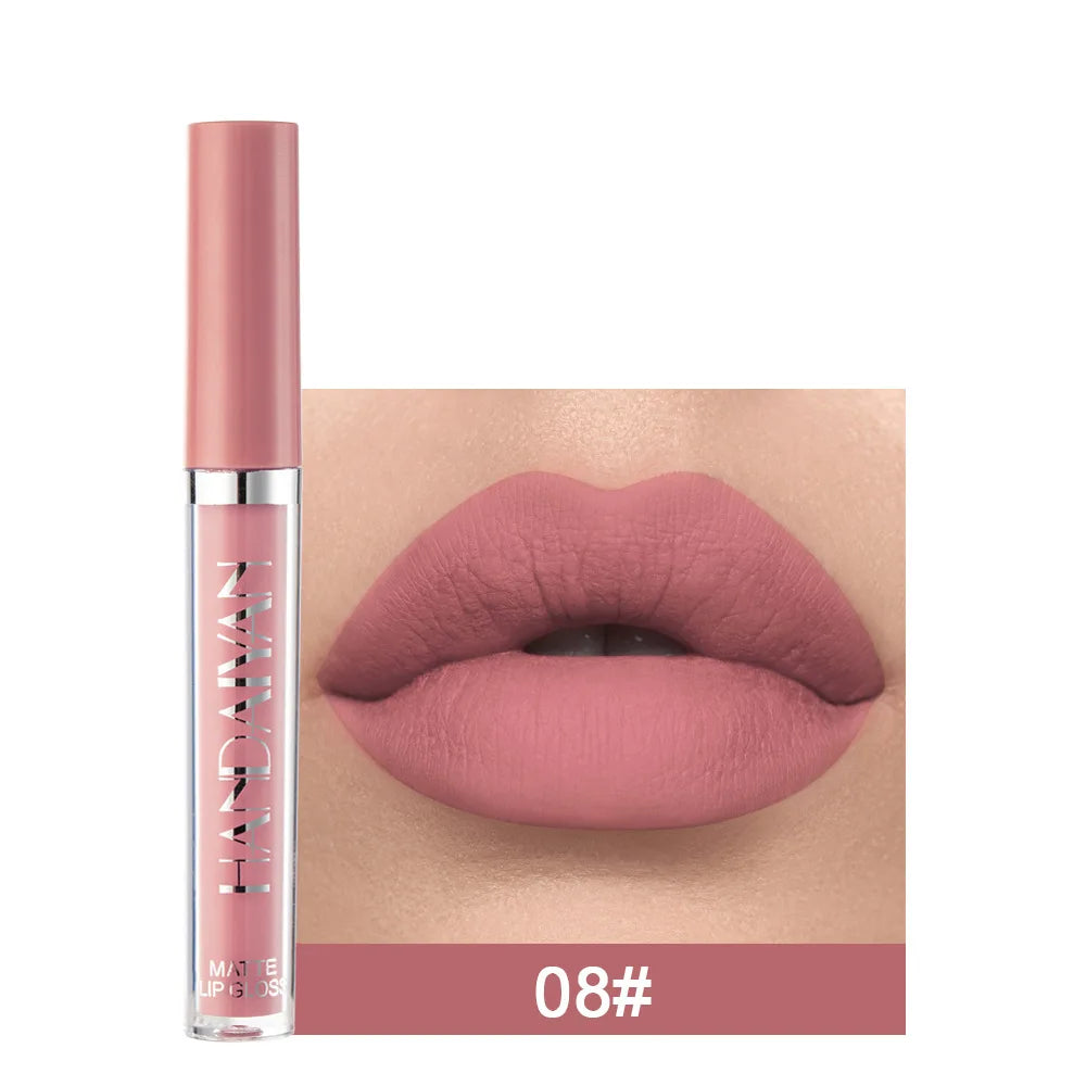 Handaiyan 12 Colors Matt Lip Gloss Longlasting Red Nude Lipstick Liquid matte Waterproof Lipgloss Makeup
