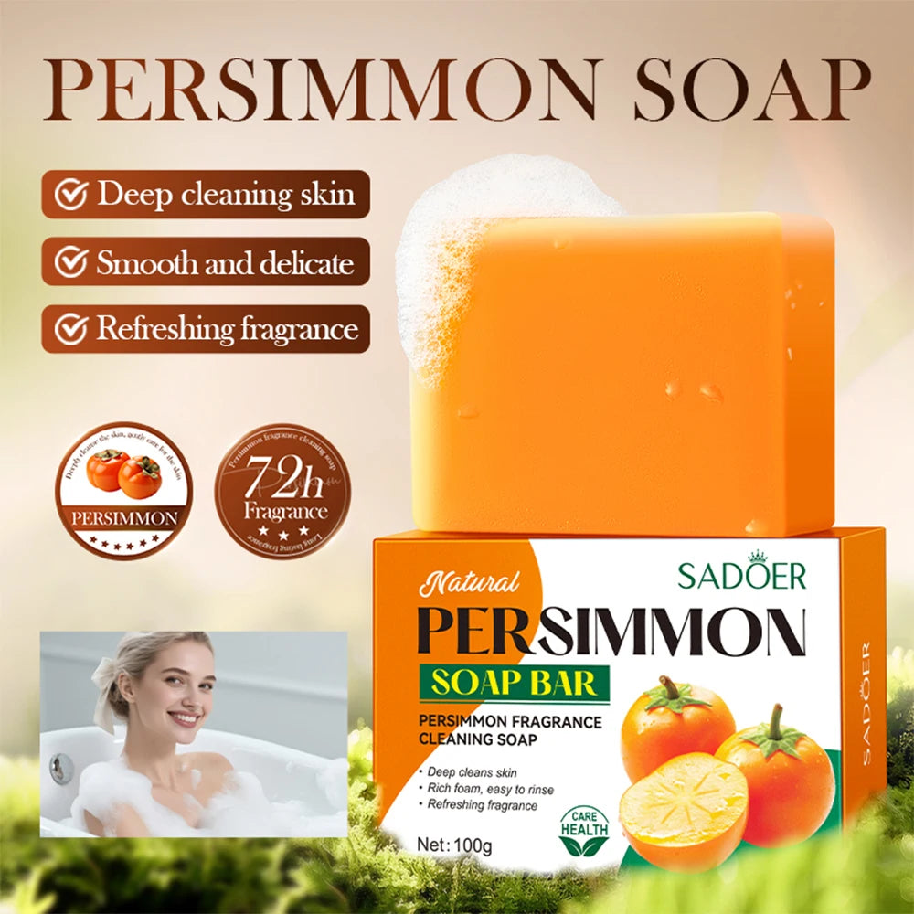 Hand Made Persimmon Soap Body Cleaning Lightening Dark Underarm Leg Body Cleansers Brightening Face Soap Tender Skin Care Beauty