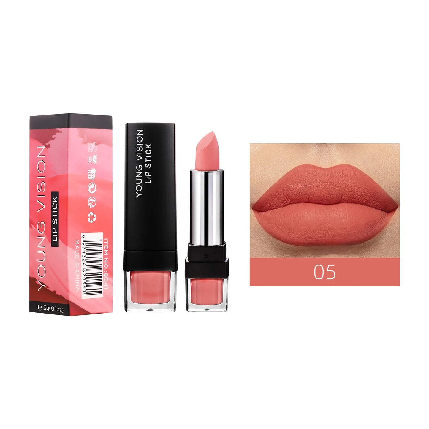 YOUNG VISION 12-Color Velvet Lipstick Long-Lasting Nude Waterproof Matte Non-Transfer Lipstick Women's Cosmetics Makeup