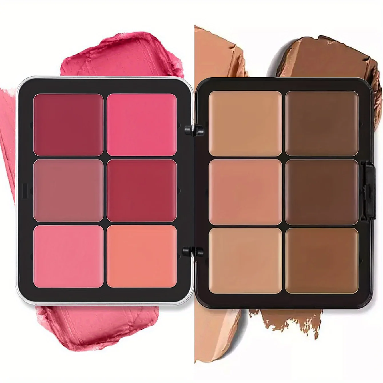 12-Color Metal Tin Concealer and Blush Cream Matte Highlighter Contour All-in-One Women's Makeup Palette Christmas Gift