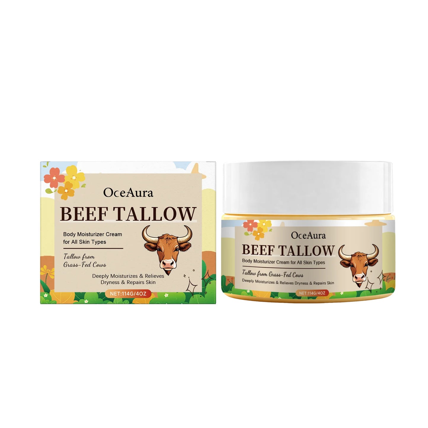 Deep Moisturizing Cream for Dry Skin Nourishing Tallow Based Body Lotion Soothing Relief for Rough Skin Daily Face Body Care 4oz