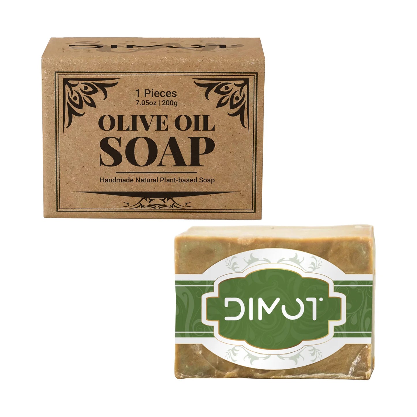 Gentle Olive Oil & Laurel Soap Bar 200g - Handmade, Natural for Face, Body & Hand, Plant-Based Cleansing, All Skin Types