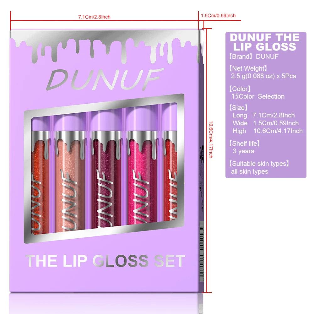 Lip Gloss Lip Oil Set, Glitter Lipstick Shimmer Moisturizing Hydrating Waterproof Non-sticky, Deep Red, Y2K Makeup Christmas