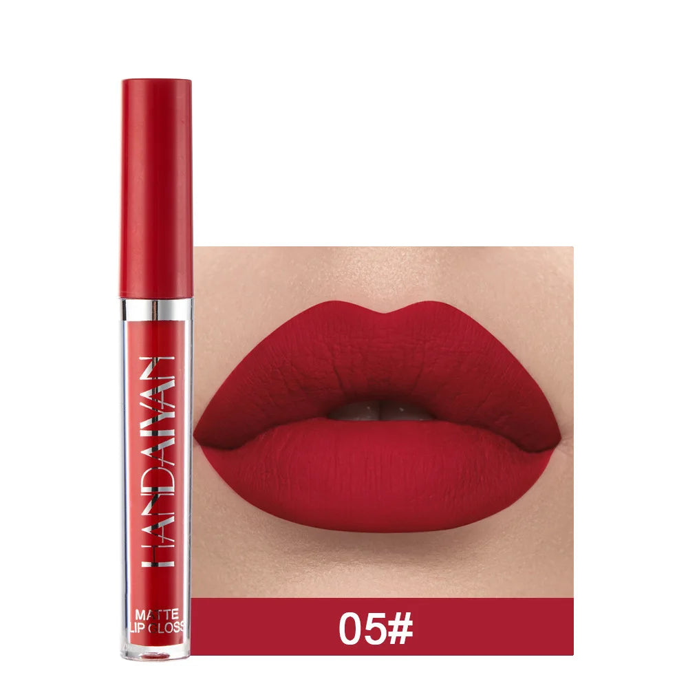 Handaiyan 12 Colors Matt Lip Gloss Longlasting Red Nude Lipstick Liquid matte Waterproof Lipgloss Makeup