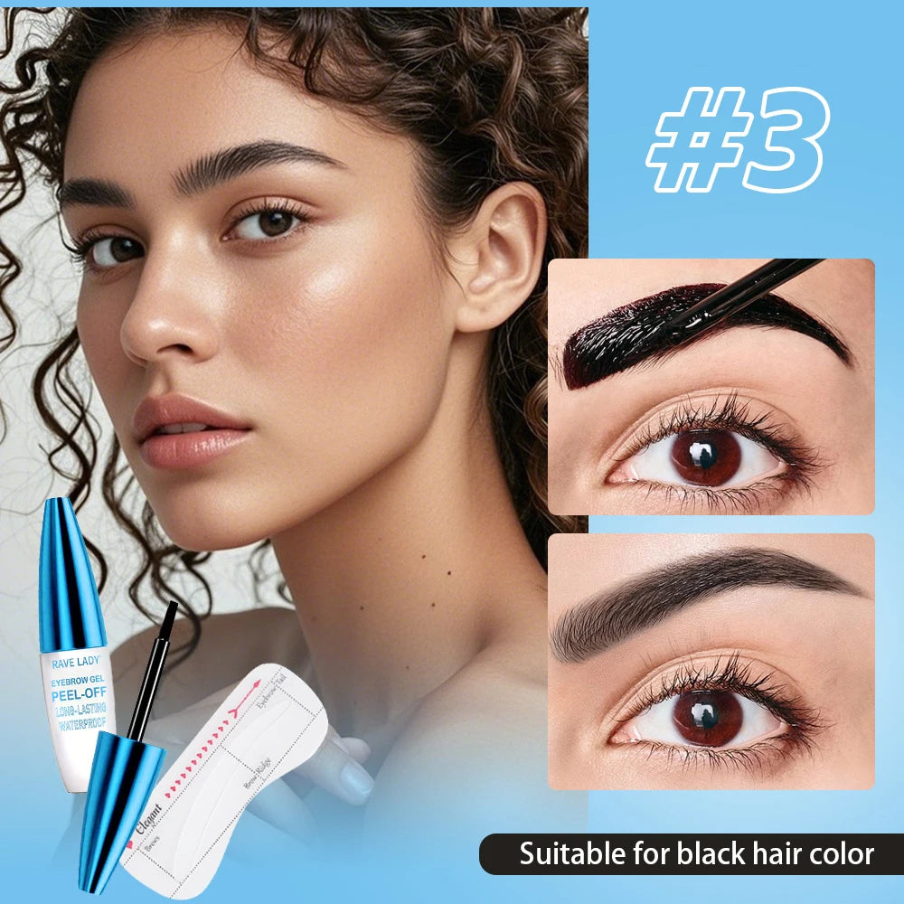 Rave Lady Tear-Off Eyebrow Glue Natural Dye Waterproof Lasting Fasting-Dry One-Step Coloring Tint Liquid Cosmetic Tattoo Eyebrow