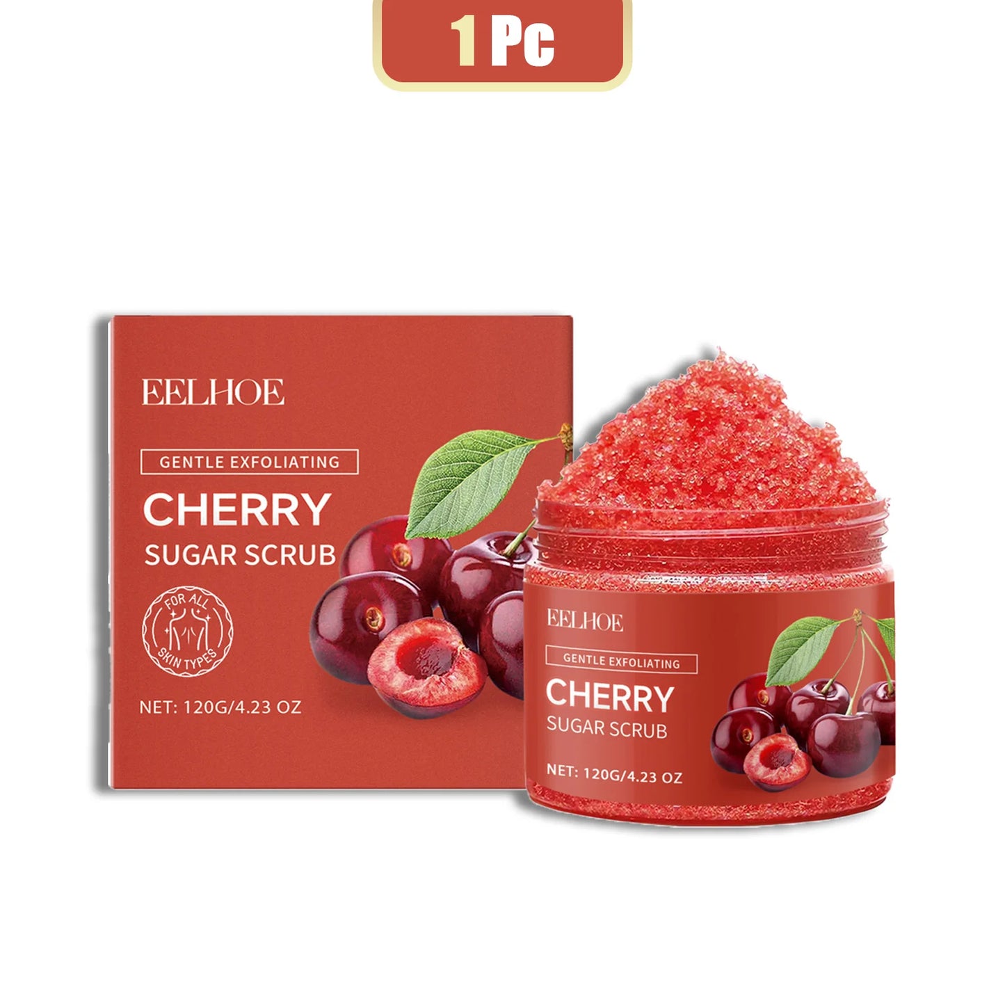 EELHOE 120g Cherry Sugar Body Scrub Deep Cleansing Exfoliating Dark Skin Lighten Pore Cleanser More Elastic Smoother Skin Gel