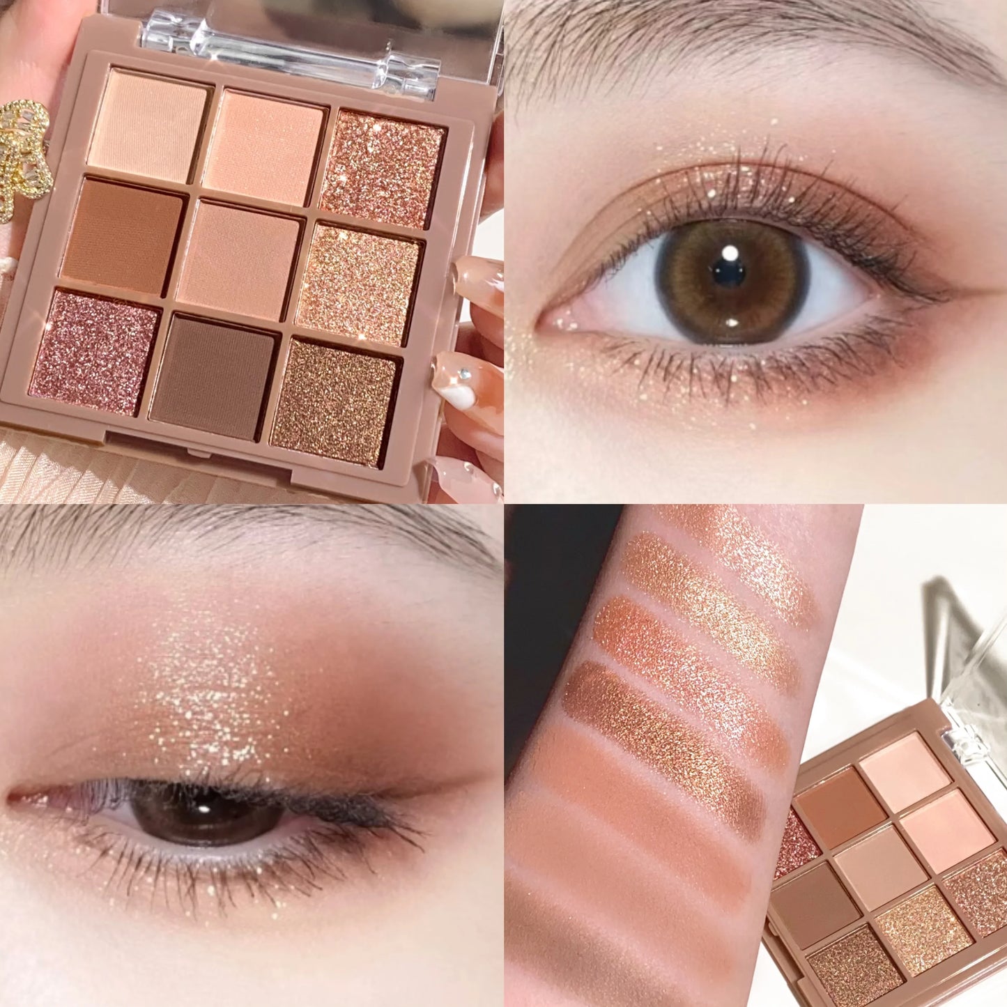 9 Color Eyeshadow Palette Matte Shimmer – Waterproof Long-Lasting Natural Nude Makeup Cocoa Brown Korean Style Eye Look