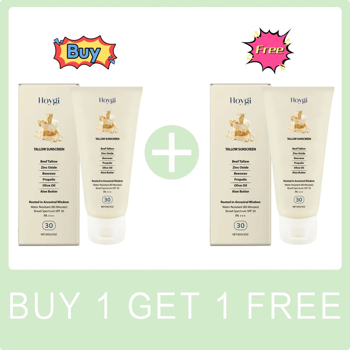 Tallow Brightening Sunscreen Spf30+ Anti Sunburn UV Long-Lasting Sun Protection Waterproof Moisturizing Face Sunscreen Product