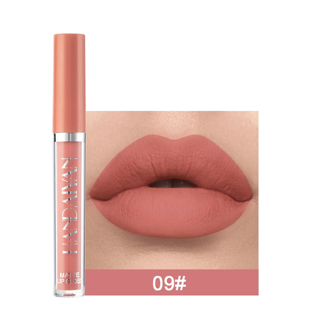 Handaiyan 12 Colors Matt Lip Gloss Longlasting Red Nude Lipstick Liquid matte Waterproof Lipgloss Makeup