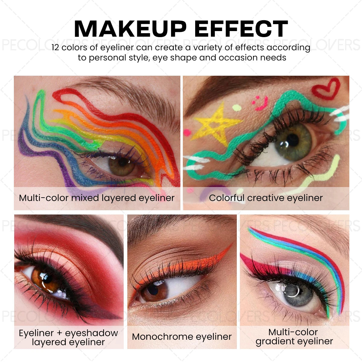 Sweatproof Colorful Eyeliner Pens,Fast Drying,Easy Coloring,Liquid Eyeliner Pencil,Ideal for Daily and Party Makeup