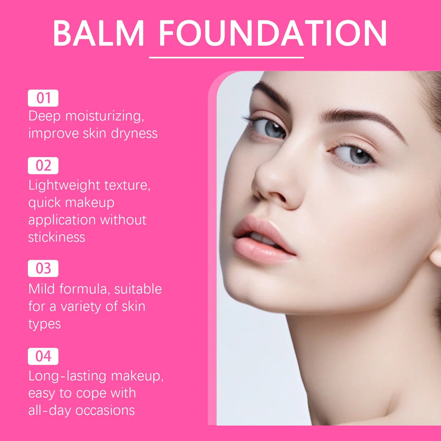 Zephoco Balm Foundation 4 Color Long Lasting Oil Control Age-Defying Matte BB Cream Foundation High Coverage Makeup Products 20g