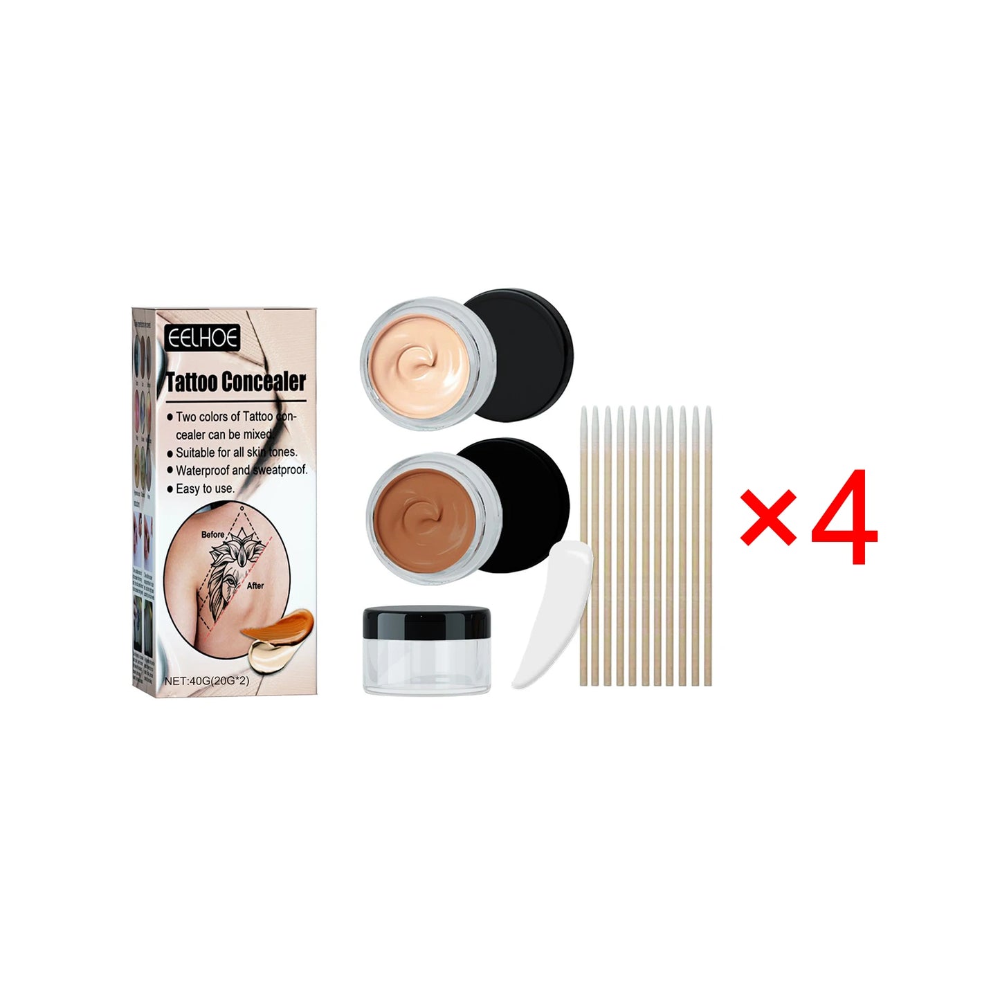 Tattoo Concealer Waterproof Brightening Cover Tattoo Dark Circles Acne Marks Scars Birthmarks Invisible Two-tone Concealer