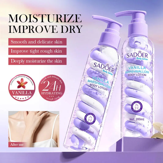Vanilla Body Lotion 200ml Moisturizing And Nourishing for Autumn And Winter Cotton Candy Scented Body Milk