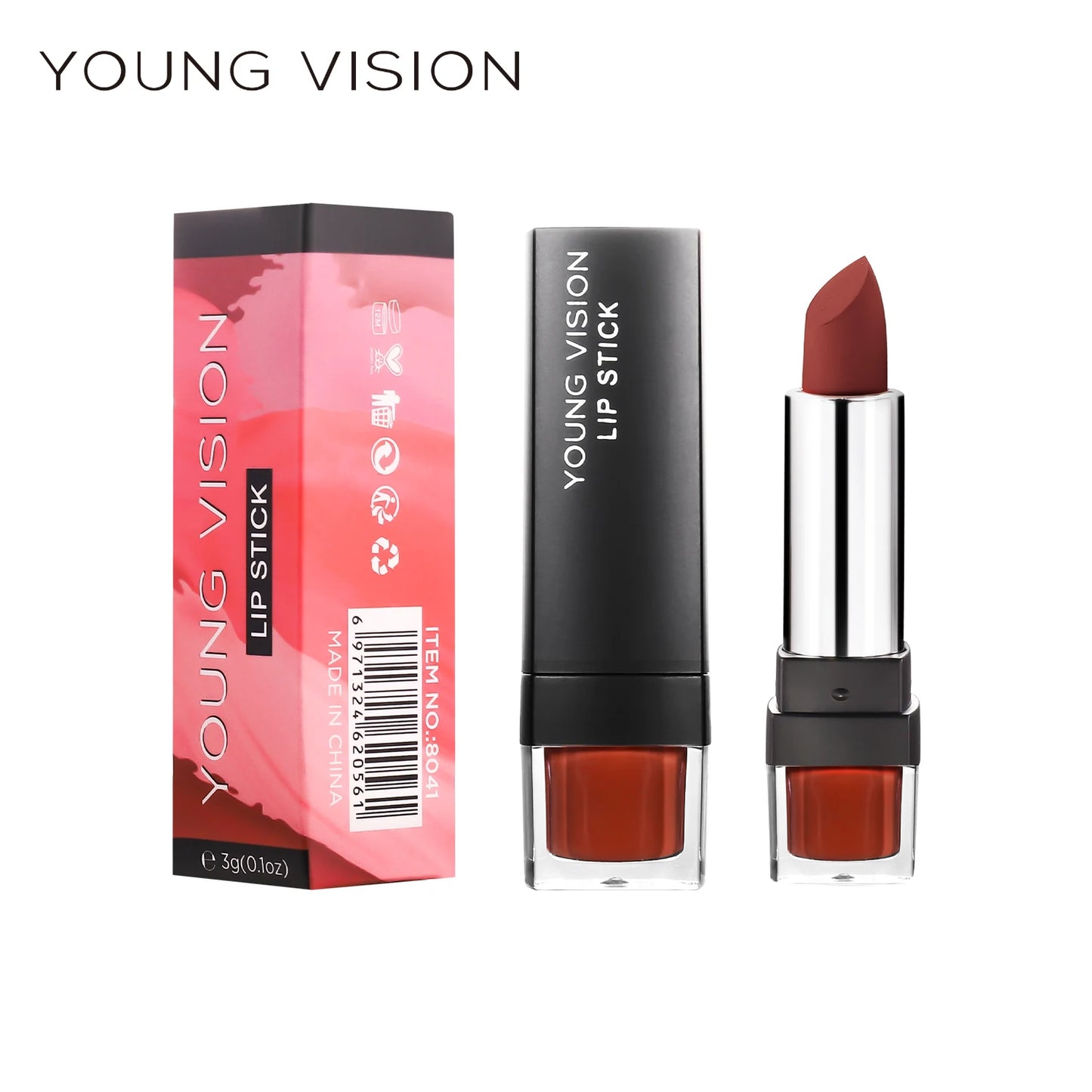 YOUNG VISION 12-Color Velvet Lipstick Long-Lasting Nude Waterproof Matte Non-Transfer Lipstick Women's Cosmetics Makeup